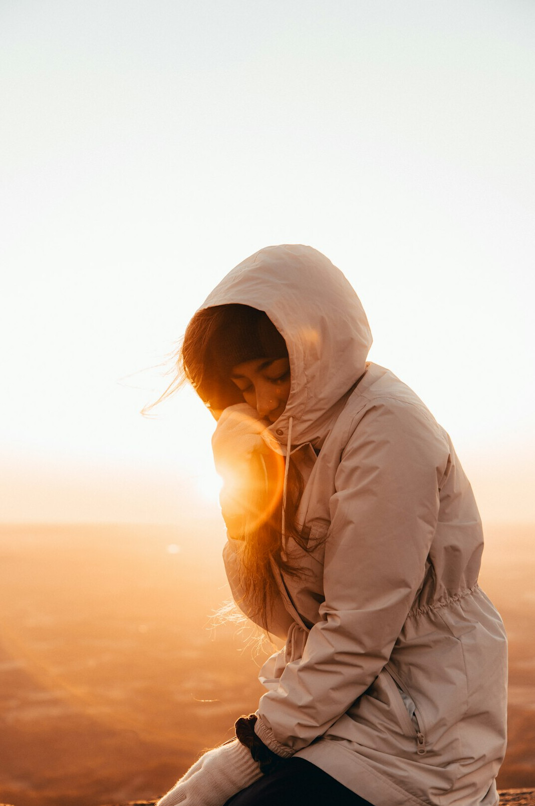 person taking deep breath