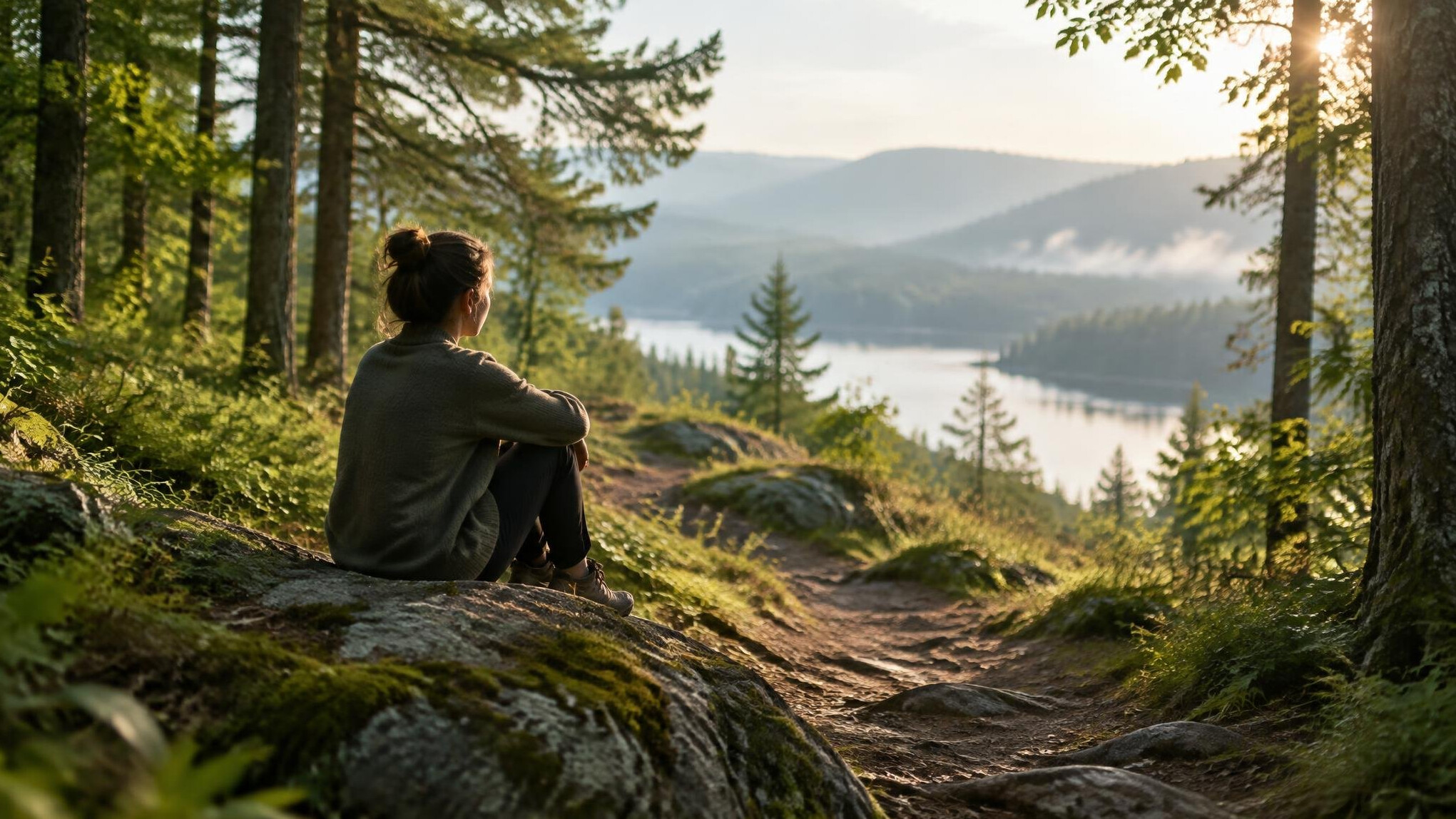 person reflecting in nature
